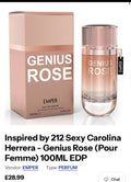 Inspired by 212 Sexy Carolina Herrera - GENIUS ROSE Eau De Parfum 100mls