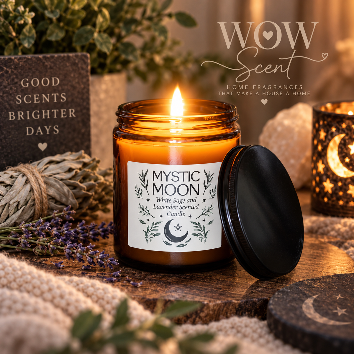 Mystic Moon White Sage & Lavender Candle | WOWscent