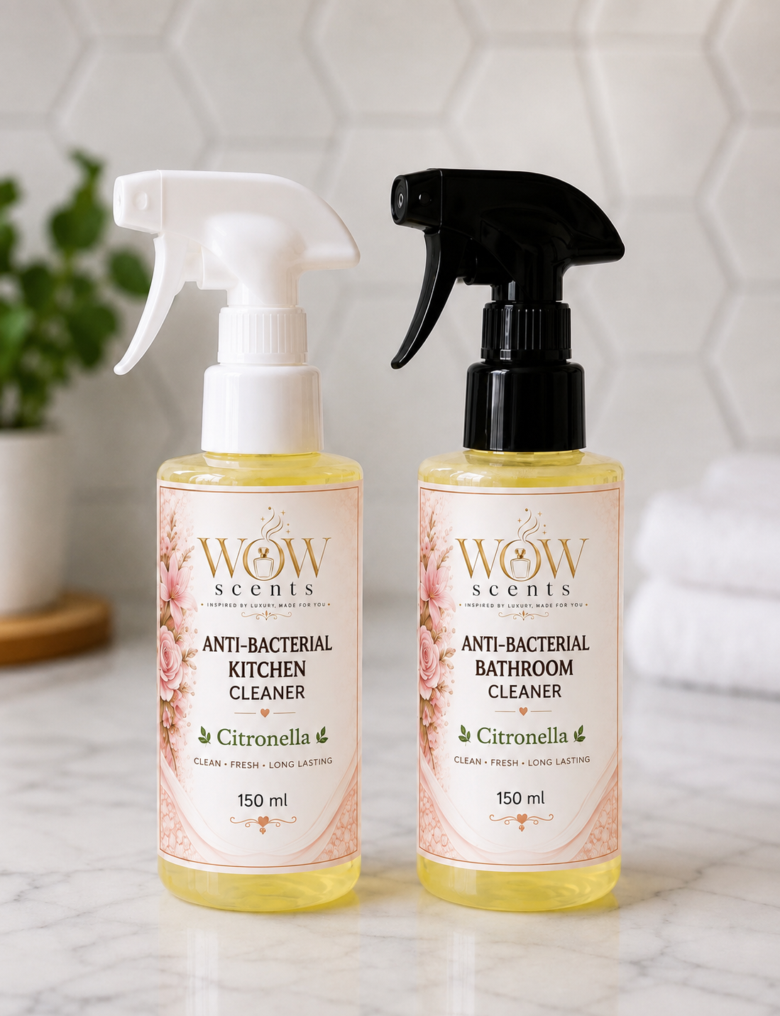 Anti-Bac Kitchen & Bathroom Cleaner Duo Set | Multi-Surface Cleaning Spray | 2 x 150ml Kayali Inspired